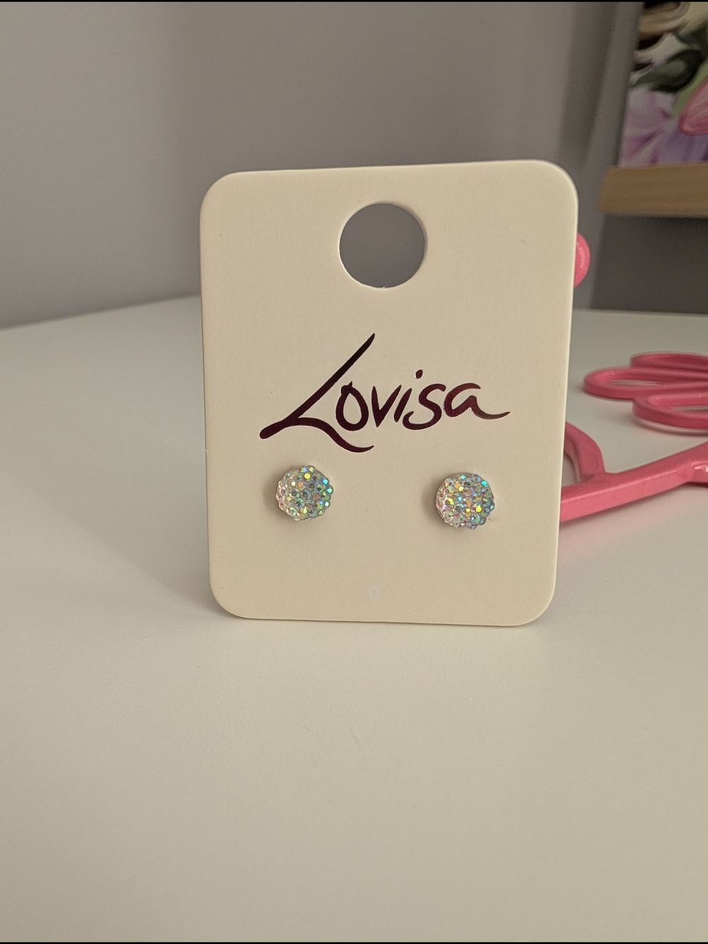 Lovisa Iridescent Crystal Stud Earrings - Sparkling White